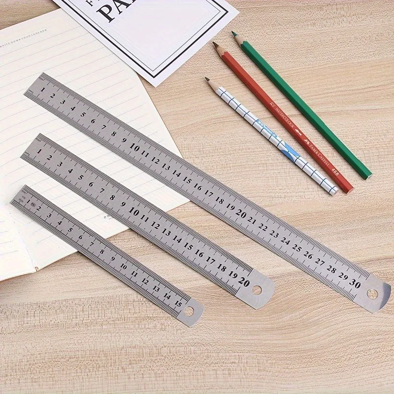 1pc Ruler Metal Straight Edge Ruler, Painting, Drawing, Ruler, Steel Ruler, Double-sided Scale, Office Stationery, Ruler