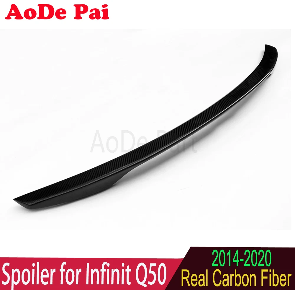 High Quality Of Real Carbon Fiber Rear Boot Trunk Wings Ducktail Spoiler For Infiniti Q50 Sedan 2014-2020