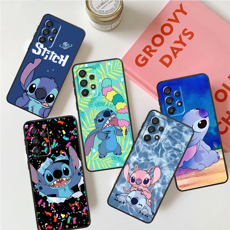 Smart Mischievous Stitch For Samsung Note 20 10 Ultra Plus A31 A14 A12 A70 A34 A25 A04 A05 A15 A24 5G Black Back Phone Case