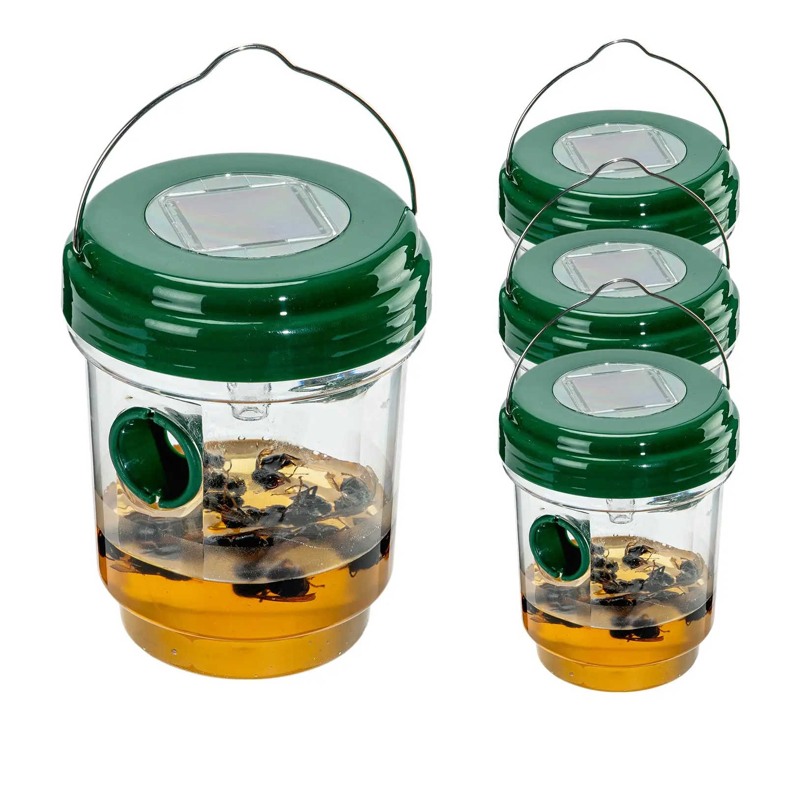 

Solar Powered Wasp Trap Outdoor Hanging, wasp deterrent, Yellow Jacket Trap Insects with LED Light Reusable for Garden, Patio