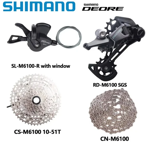 Grupo SHIMANO DEORE M6100 1x12s para MTB M6100 palanca de cambios desviador trasero 10-51T Cassette M7100 cadena Sunshine K7 12S 4 Uds Kit