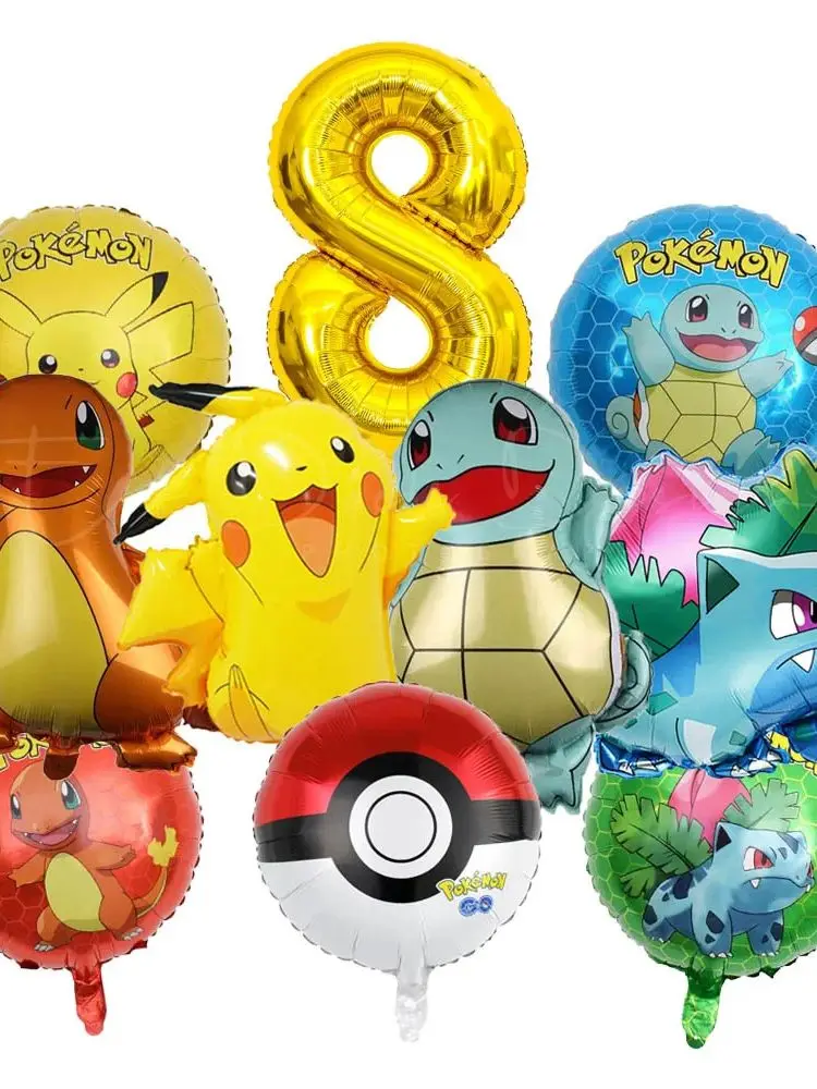1Set Cartoon Party Ballon springen Pikachu Little Fire Dragon Jenny Schildkröte Folienballon Kinder Geburtstag Party Dekoration Geschenke