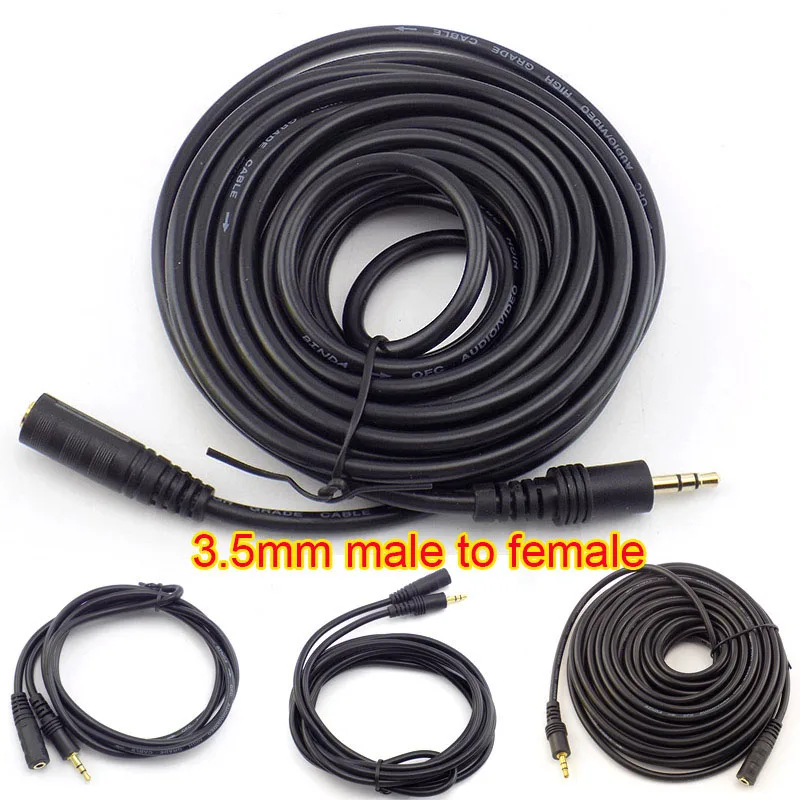 1.5/3/5/10M DC 3.5mm Jack Male to Female Headphone Extension Cable AUX Audio Stereo Extender Cord For pc AV Audio speaker F1