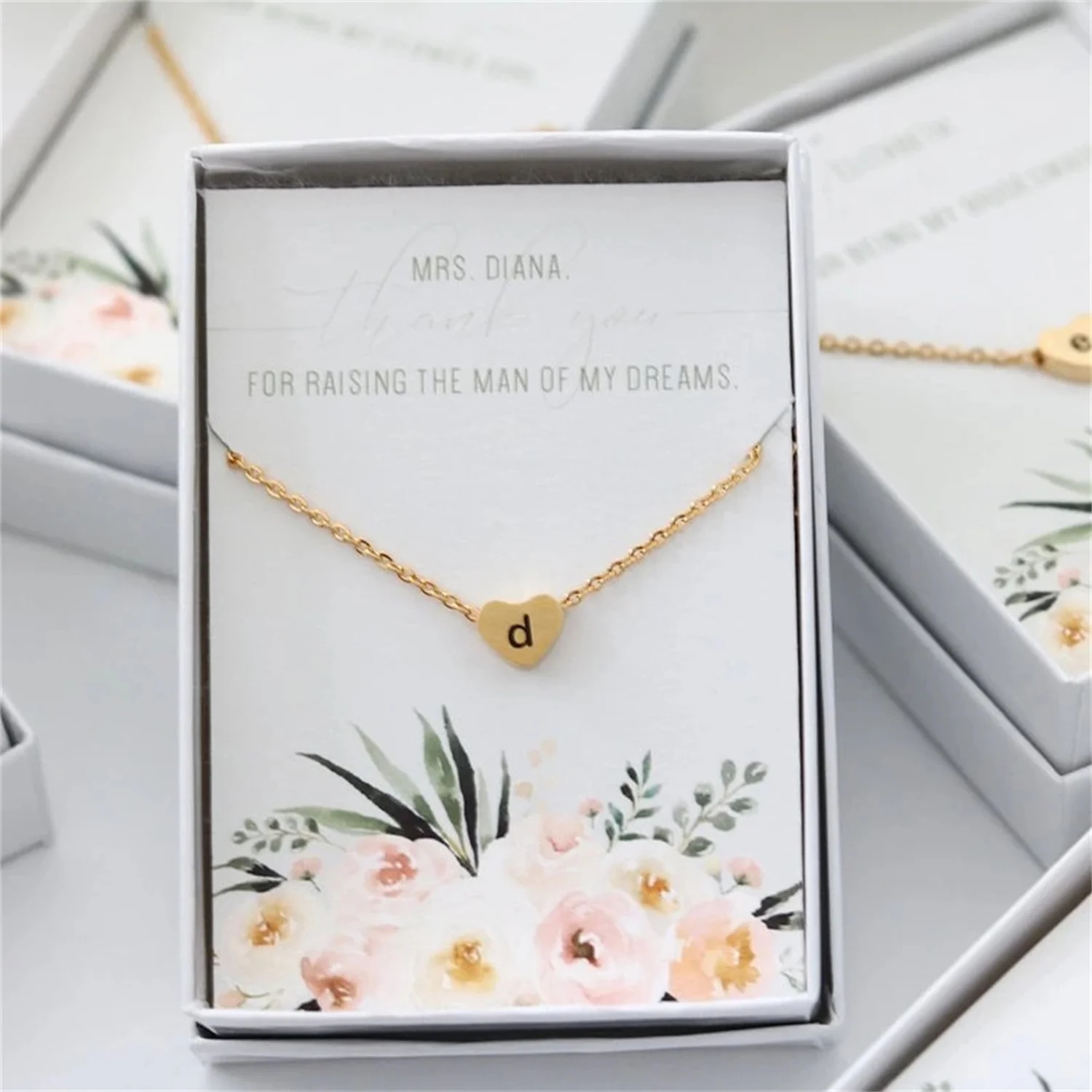 

Personalize Any Text Heart Stamped Letter Maid Of Honor Bridesmaid Proposal Gift Bridal Party Floral Monogram Necklaces