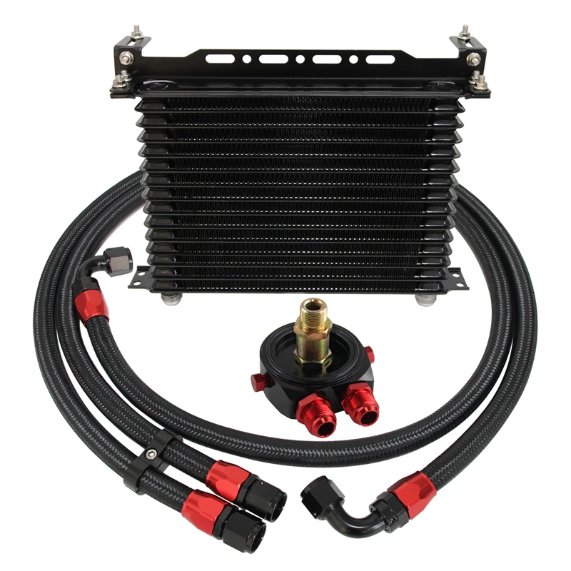 

AN10 15Row 262mm Universal Engine Transmission Oil Cooler w/Bracket + Aluminum Filter Hose End Kit For SR20DET Golf MK3