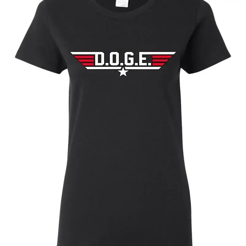 DOGE Red White Classic 80s Parody Logo Democrats Womens T Shirt