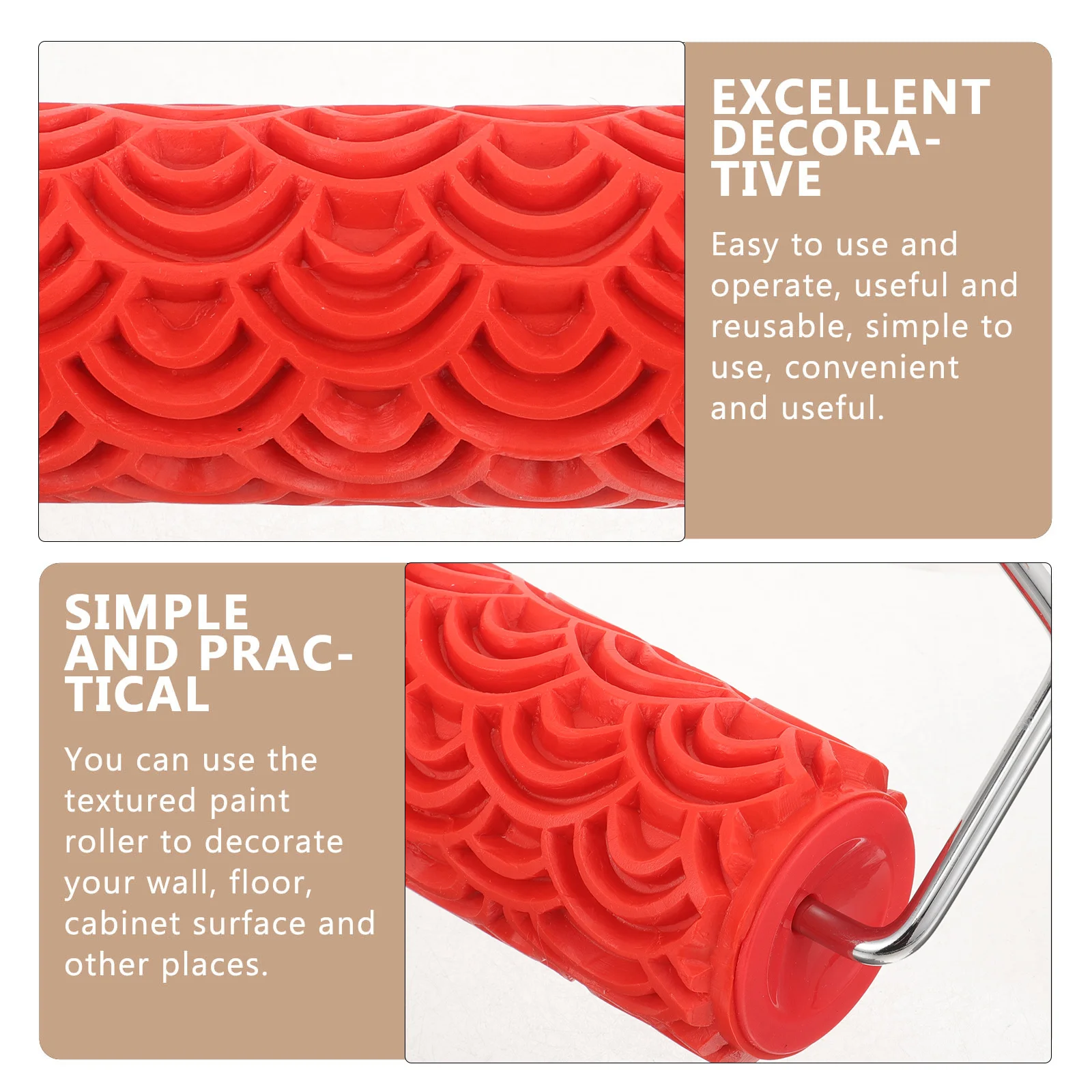 

Pattern Paint Roller Textured Rubber Roller for Wall Decoration Embossing Drywall Surface with Reusable Design and Clear Grain