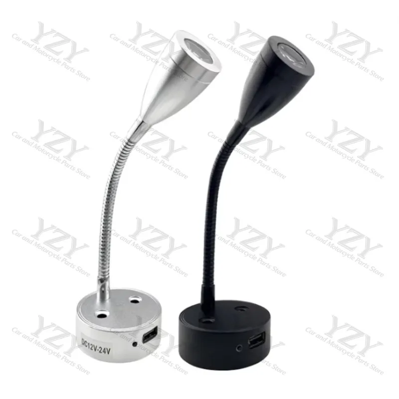 12V 24V Flexible LED Reading Light Touch Control Wall Lamp With USB Charging Port For RV Motorhome Yacht Boat  Bedroom  Lighting