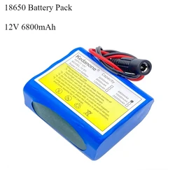 18650 12V 6800mAh Lithium Battery Pack with Protection Board for LED Lights and Surveillance Cameras Large Capacity Battery Pack
