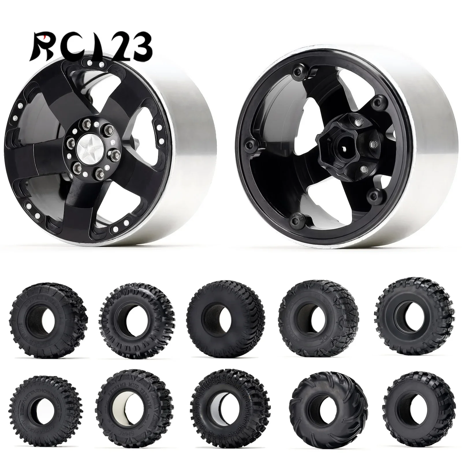 

2.2" Alloy Beadlock Wheels Rim & Rubber Tires for RC Car 1:10 Axial SCX10 II 90046 Traxxas TRX-4 TRX6 Wraith YETI