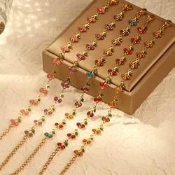 Sweety Cute Multicolor Enamel Cherry Bracelets For Women Exquisite Stainless Steel Fruit Cherry Bangles Fashion Party Jewelry