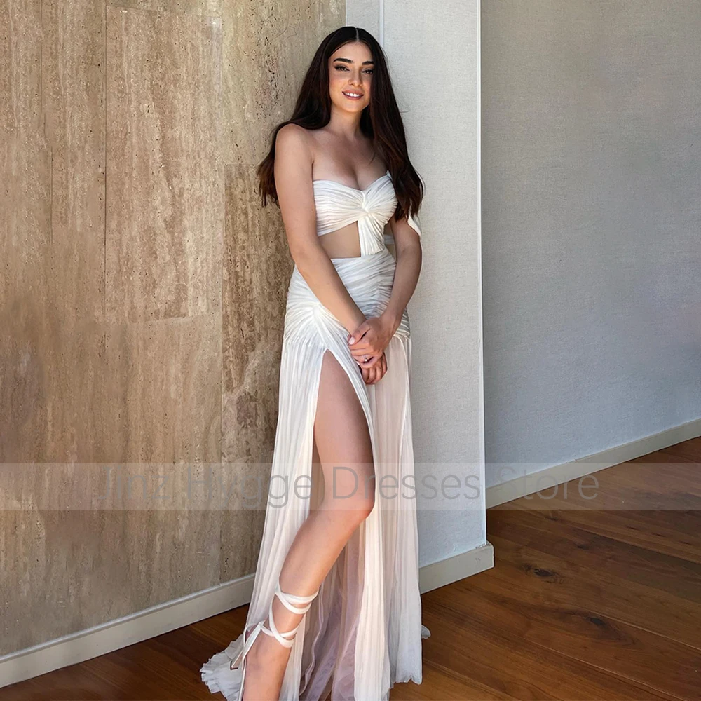 Abito da sposa estivo Sexy lungo in Chiffon bianco con nudo sotto Sweetheart Cut Out Beach abiti da sposa per le donne 2023 sposa