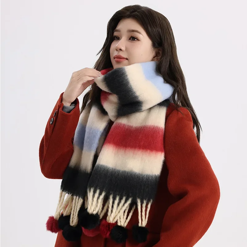 2024 Plaid Scarf for Women Winter Thickened Warm Scarf Decoration Winter Dress Couple Shawl Christmas Gift Birthday Gift