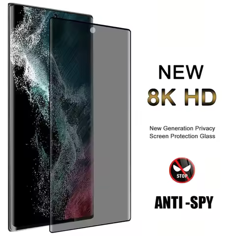 3D Full Curved Privacy Screen Protectors For Samsung Galaxy S23 S22 S21 Ultra Anti-spy Protective Glass For Samsung S8 S9 plus