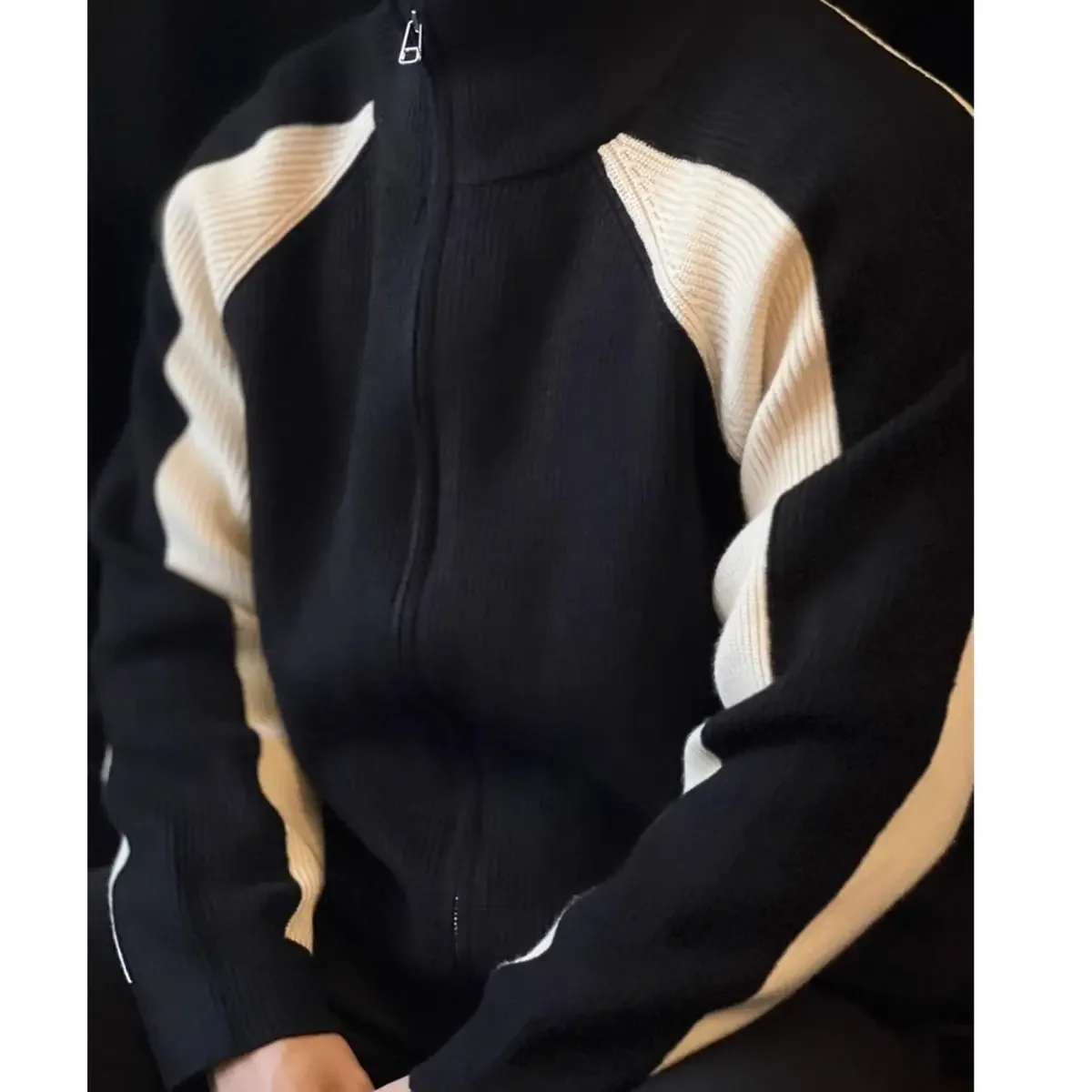 Luxury Autumn Winter Knit Cardigan Men Clothes Zipper Jacket Business Casual Sweater Patchwork Warm Long Sleeve Outerwear Tops