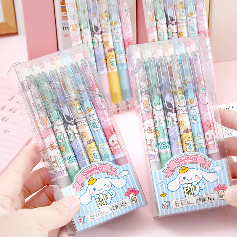 12pcs/144pcs Cartoon Sanrio Gel Pen Student Writing Pen Office Stationery Black Neutral Pen Wholesale Pens