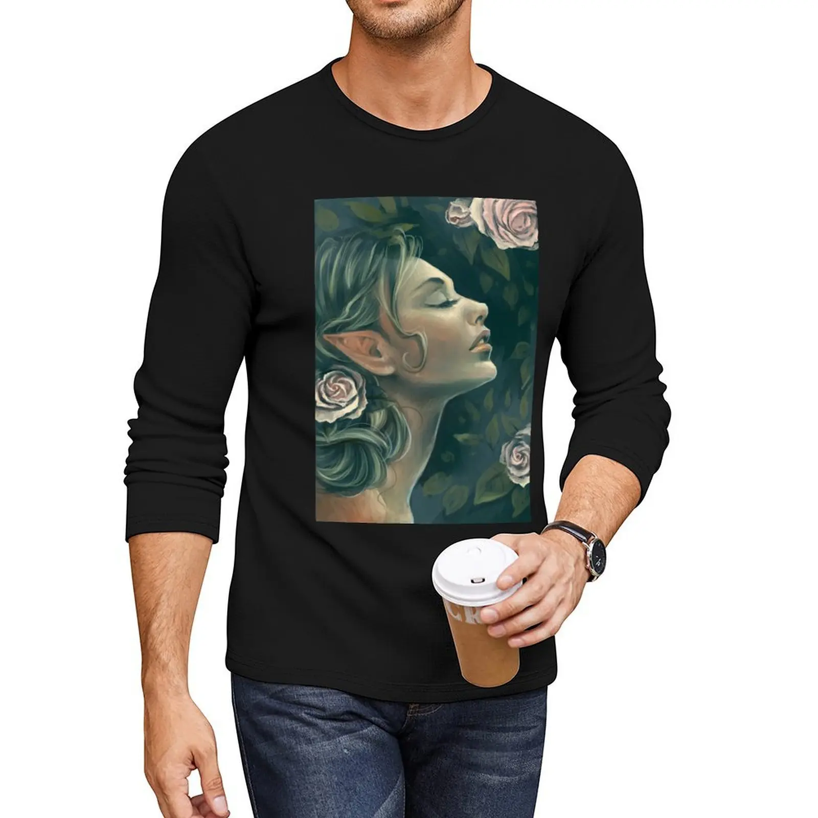 

Flower Fae Long T-Shirt Tee shirt korean fashion sports fan t-shirts Blouse mens vintage t shirts