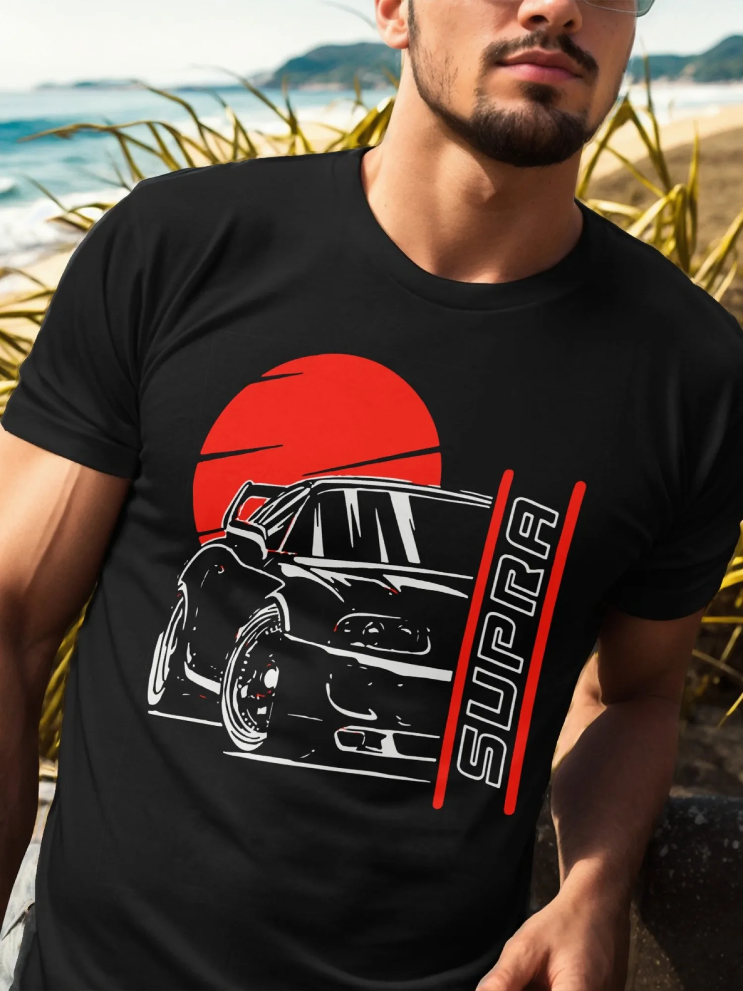 Camiseta masculina de algodão estampado de manga curta, gola redonda, confortável e respirável, top casual de verão de manga curta