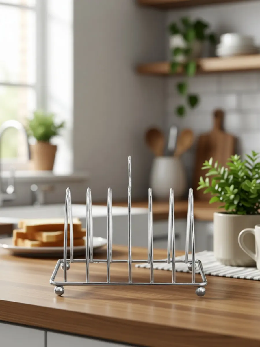 Stainless Steel Bread Storage Rack 6-Slices Multifunctional Kitchen Organizer Toast Holder Bread Loaf Slice Display Stand Metal