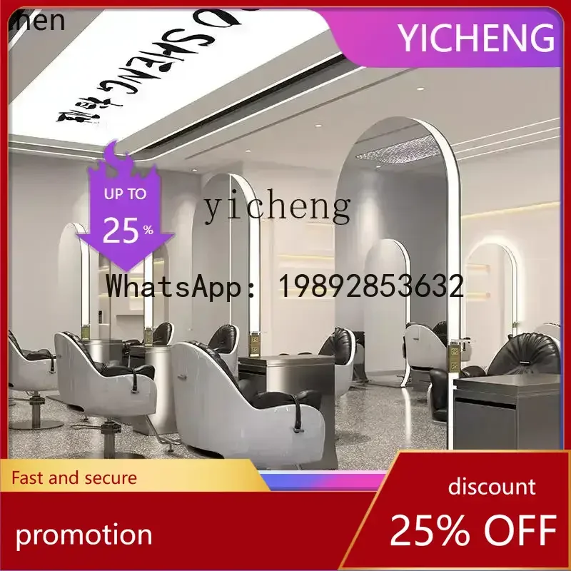 YFY barber shop mirror table with light single and double-sided hair cutting floor mirror high-end barber shop mirror for hair