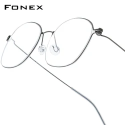 FONEX Titanium Glasses Frame Men Brand Design Eyeglasses Frame Ultralight High Quality Denmark Morten Screwless Eyewear 7513
