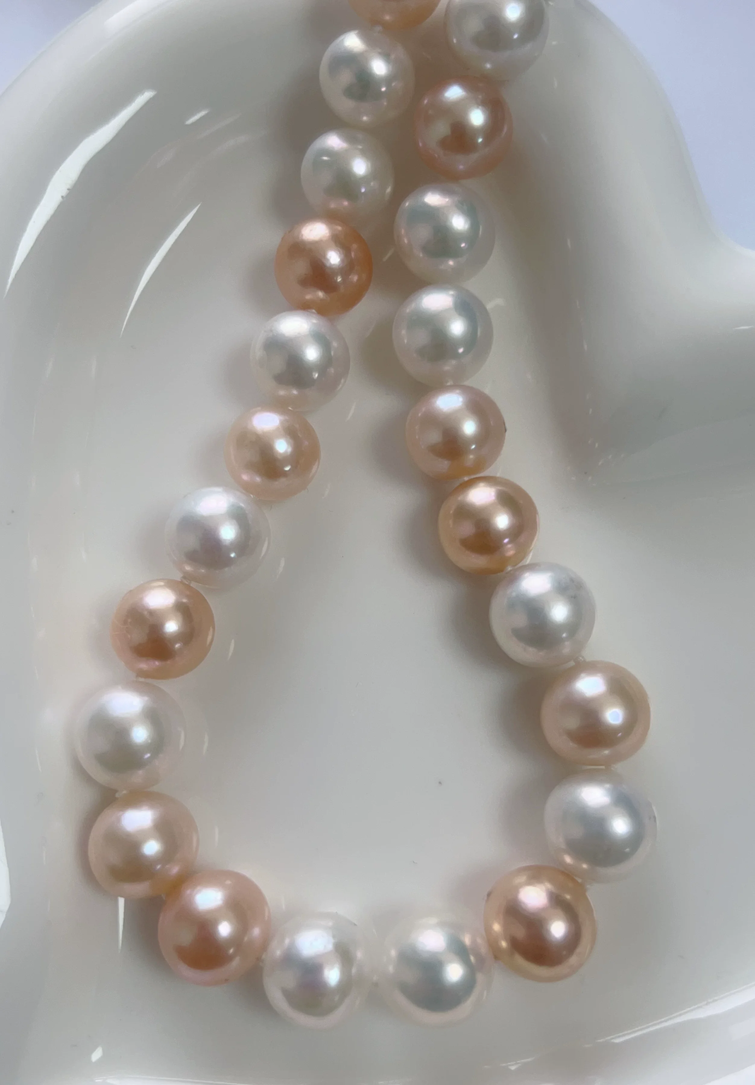  High quality  Multi colored pearl AAAA10-11mm super beautiful natural pearl necklace  16in/18in-925s button