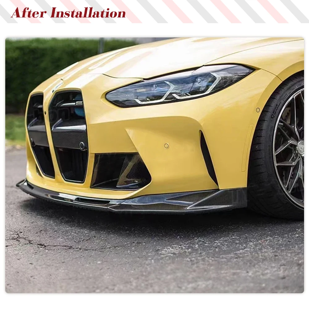 Carbon Fiber Car Front Bumper Lip Spoiler for BMW 3 4 Series G80 M3 G82 M4 2021-2023 Front Bumper Splitters Aprons Guard 3PCS