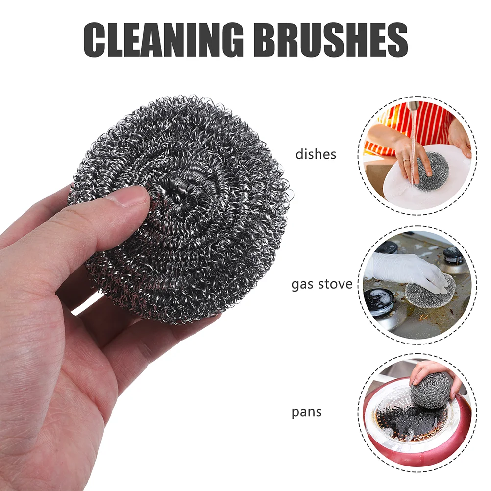 8 Pcs Stainless Steel Wire Ball Pot Scrubber Metal Sponge Cleaning Brush Grill Stone Block Pan Large Dish