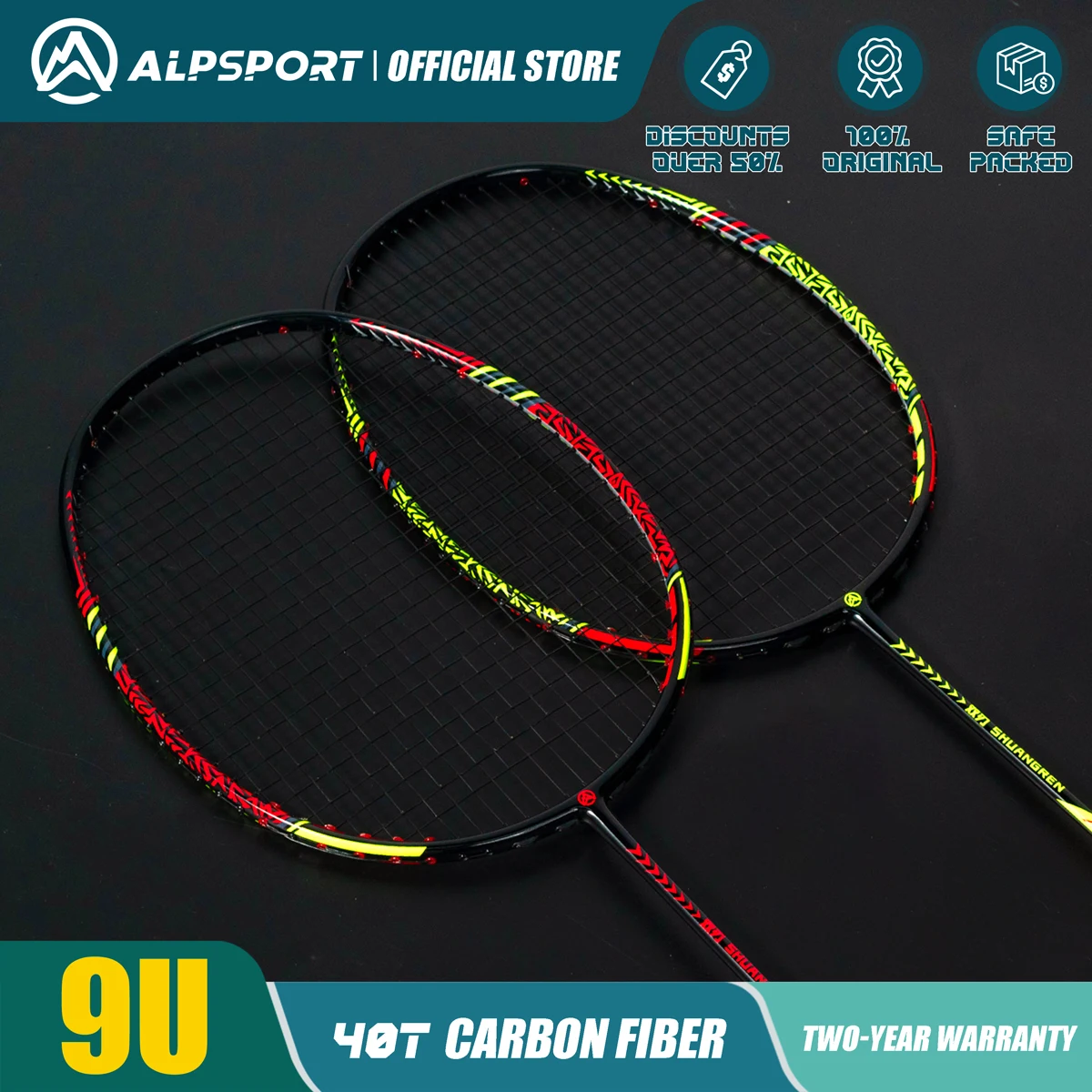 

ALP SR 9U 58g Double-sided color Carbon Fiber Ultra-light Offensive and defensive badminton racket Gift box included Grip bag