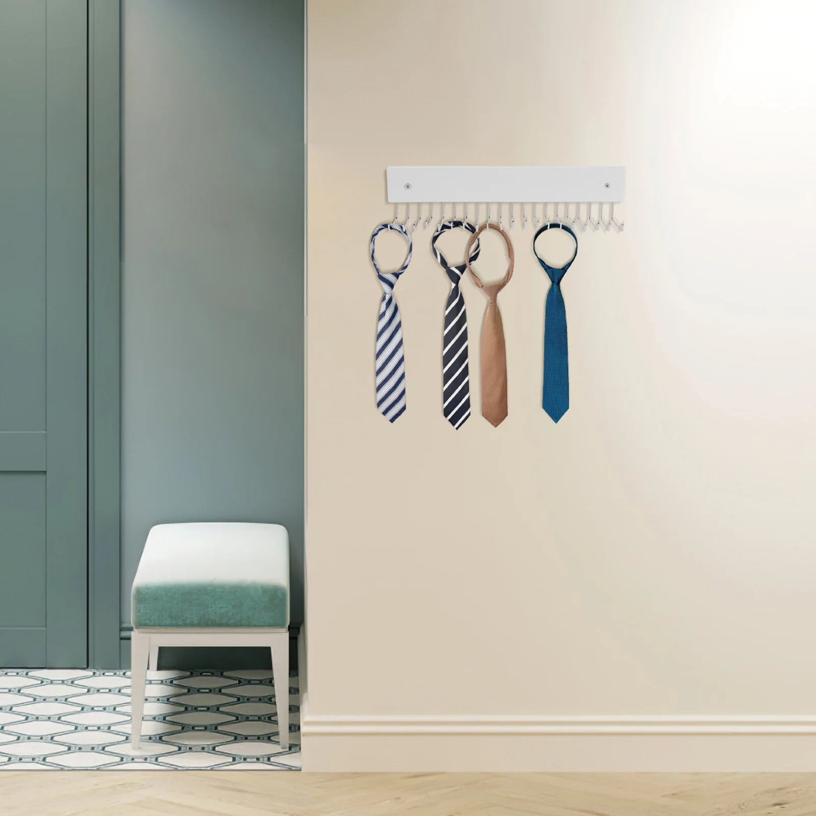 

Tie Storage Rack Belt Hanger Wall Mount Closet Organizer Rotating Holder Hooks Space Saving Women Men Scarf Necklace