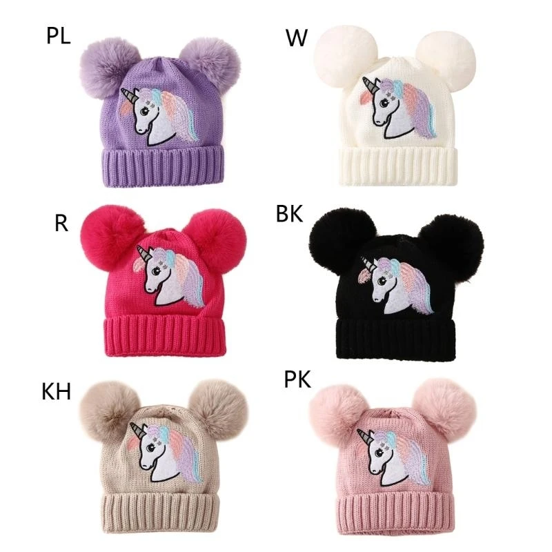 

J15U Toddler Hat Baby Knit Hat Winter PomHat Warm Cap for Boys Girls 1-4 Year