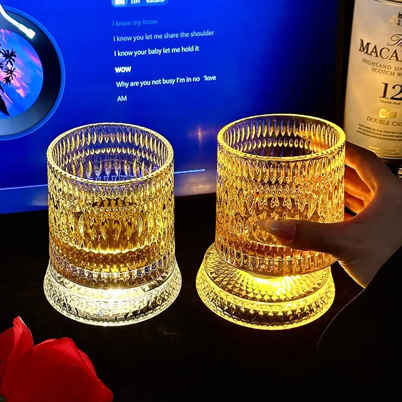LED Base 360° Rotating Glass Cup Ideal for  Brandy Wine Enjoyment