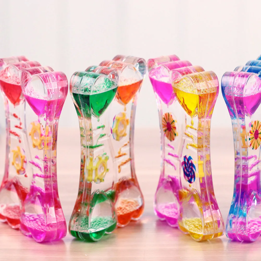 

Double Heart Oil Hourglass Liquid Motion Timer Rotating Turbine Desk Decor For Home Office Kids Bubble Flow Timer Kitchen Bar