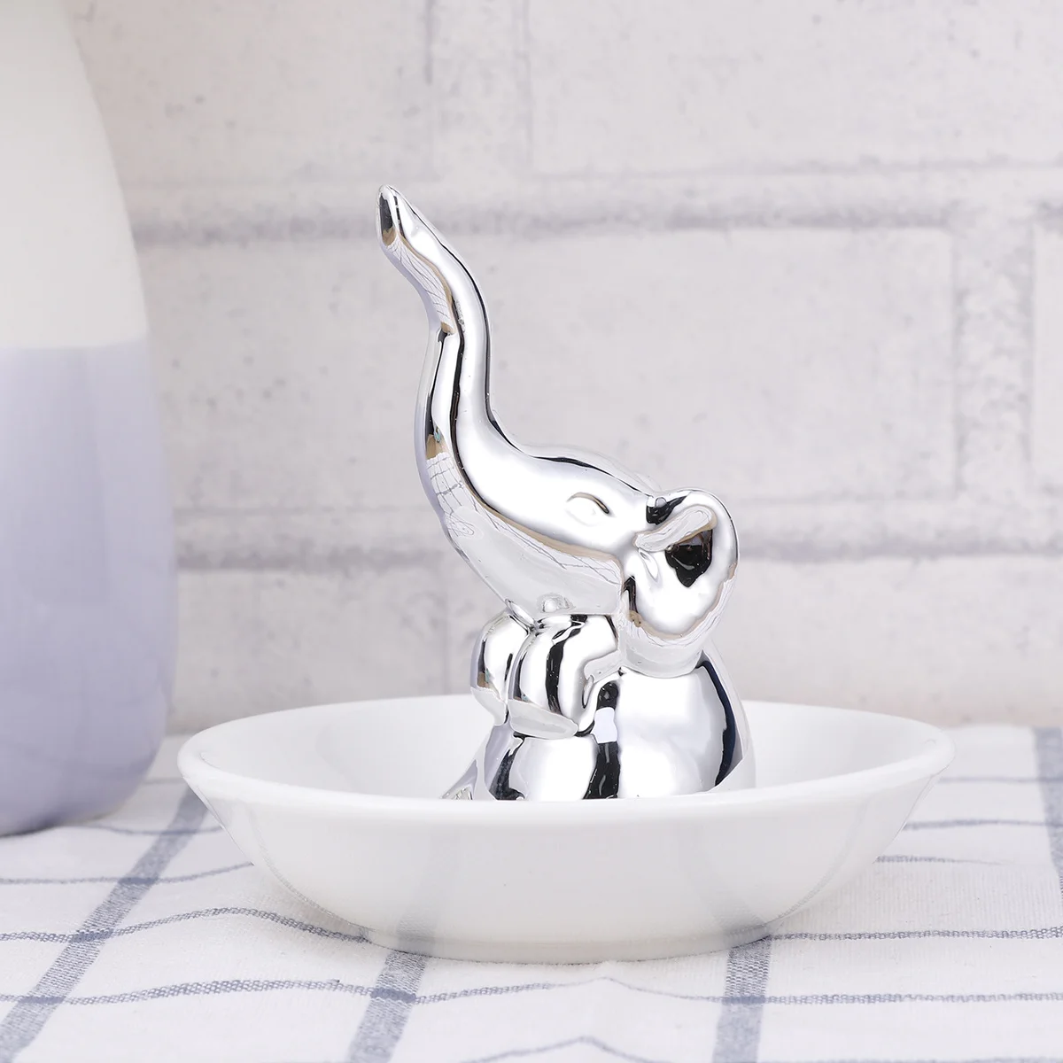 Ceramic Elephant Jewelry Plate Practical Organizer for Rings Earrings Bracelets Necklaces Jewelry Storage Tray Display