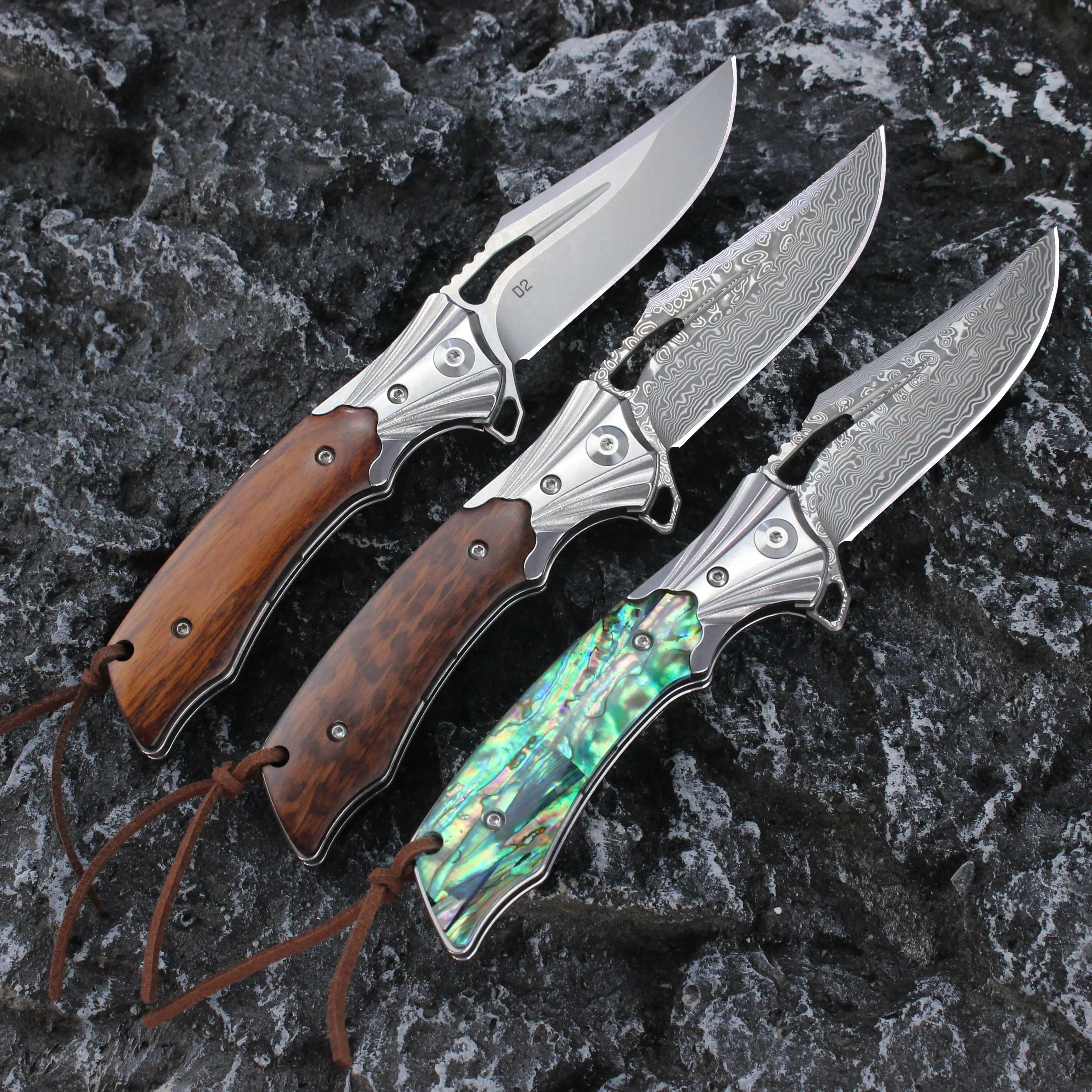 Tunafire Damascus VG10 Knives Tactical Hunting Pocket Folding Knife with Clip EDC Self Defense Knife for Men