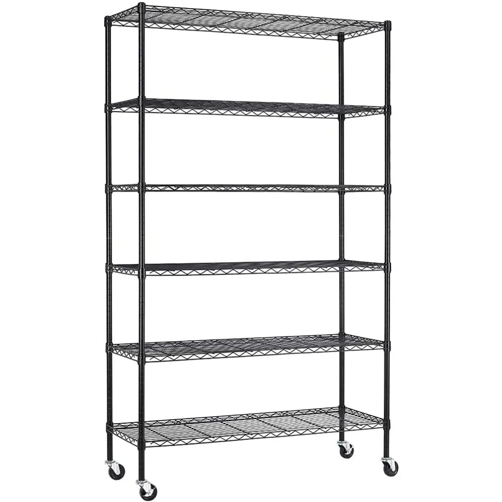 

FDW 48"L×18"W×82"H Wire Shelving Unit Storage Cart Metal Shelf Rolling Utility Cart 2100Lbs Capacity with 6 Tier Casters