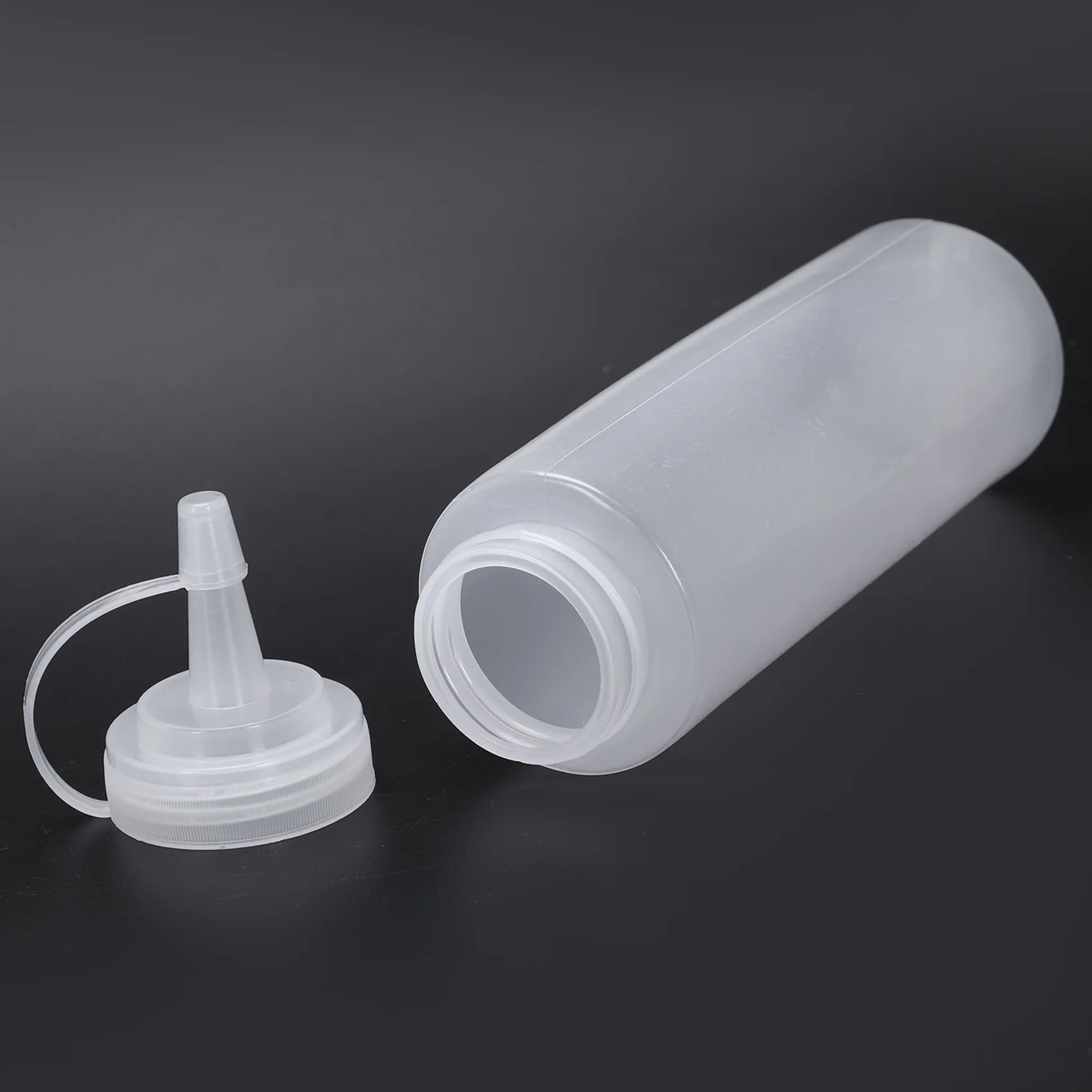 BHTS-12X Clear White Plastic Squeeze Sauce Ketchup Cruet Oil Bottles 8OZ