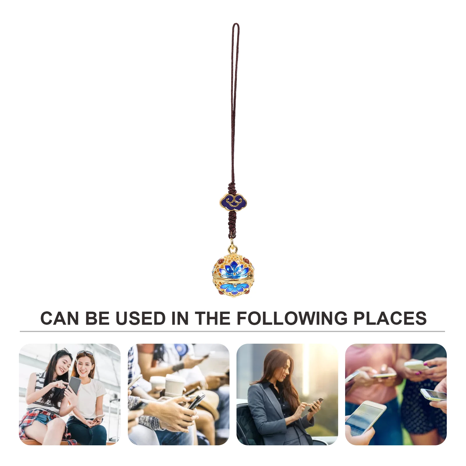 

Exquisite Gold Cloisonne Sachet Keychain Pendant Creative Mobile Accessory Stylish Gift