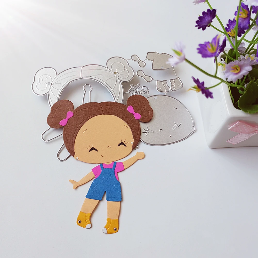 A beautiful girl cutting dies scrapbook decoration embossed photo album decoration card making DIY crafts