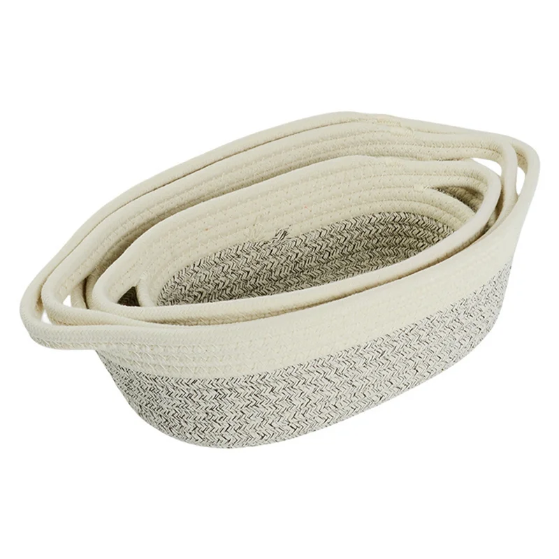 Cestas de almacenamiento de cuerda, juego de 3 cestas tejidas organizadoras, contenedores de algodón portátiles para ropa, ropa de cama, fácil instalación C, superventas