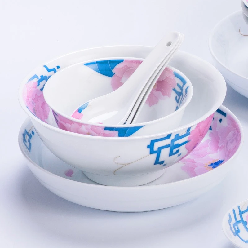Underglaze hand-painted thin rice bowl, ceramic tableware set