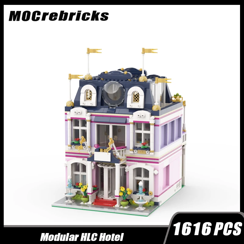 MOC-116595 famoso film City Street View HLC Hotel Building modulare Building Block Assembly Model Brick Toy regali per bambini