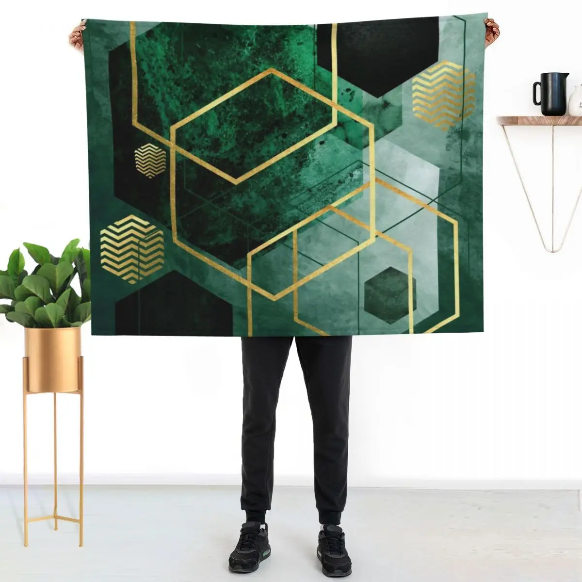 Emerald Green Geo Throw Blanket Decorative Sofas Plush Luxury Designers Picnic Thin Blankets