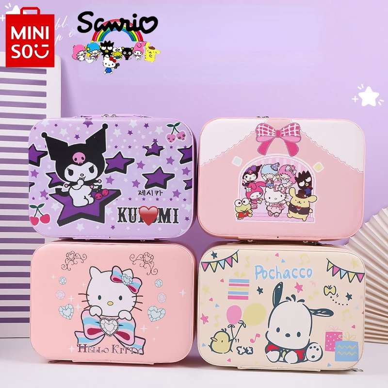 Miniso Sanrio New Women\'s Wash Bag Fashionable and High Quality with Mirror Makeup Bag Large Capacity Portable Storage Bag