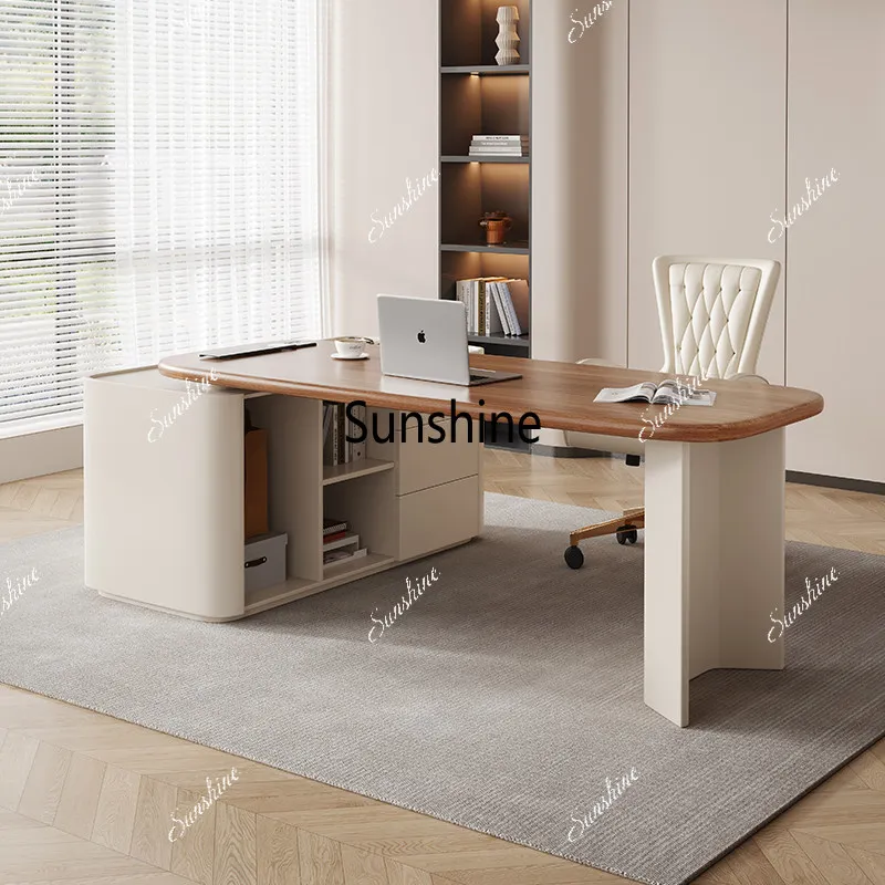 Solid wood desks feature modern, minimalist design with a sophisticated creamy vintage vibe
