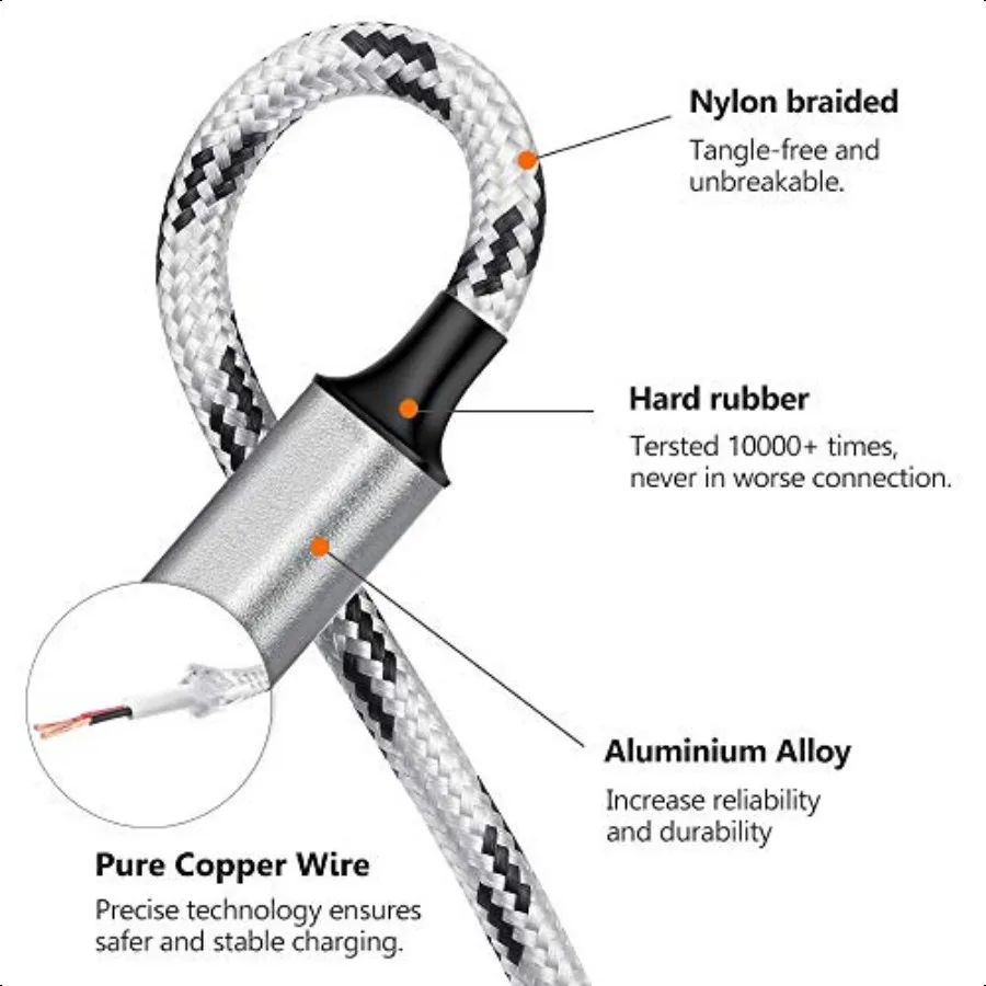 Cable de carga múltiple, paquete de 3 cables de cargador múltiple de 5 pies, adaptador de cable de carga Universal 3 en 1 trenzado de nailon con USB múltiple con tipo C