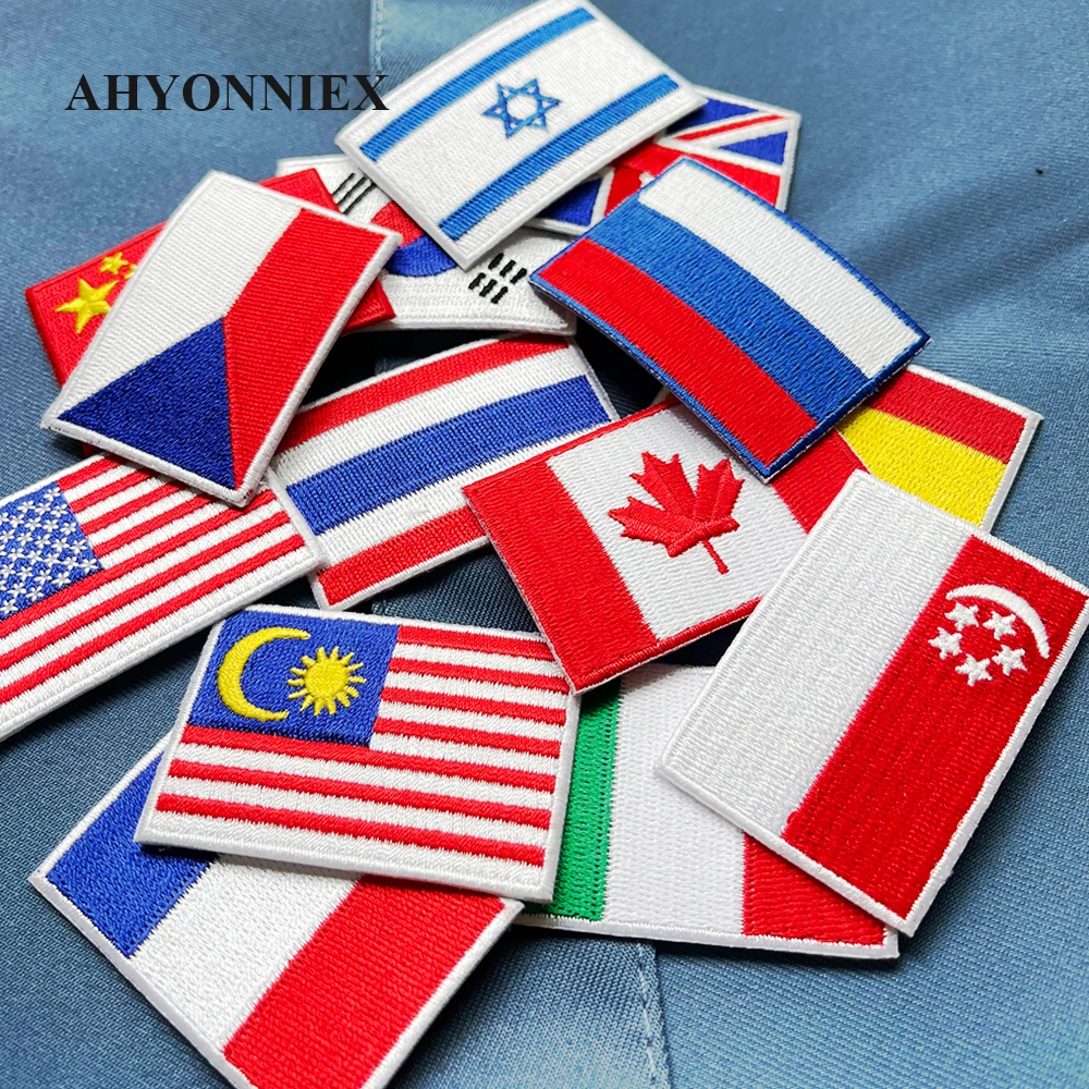 Small Size United States UK Italy France Germany Flag Personality Embroidery Badges Iron On Patch for Clothes Backpack DIY