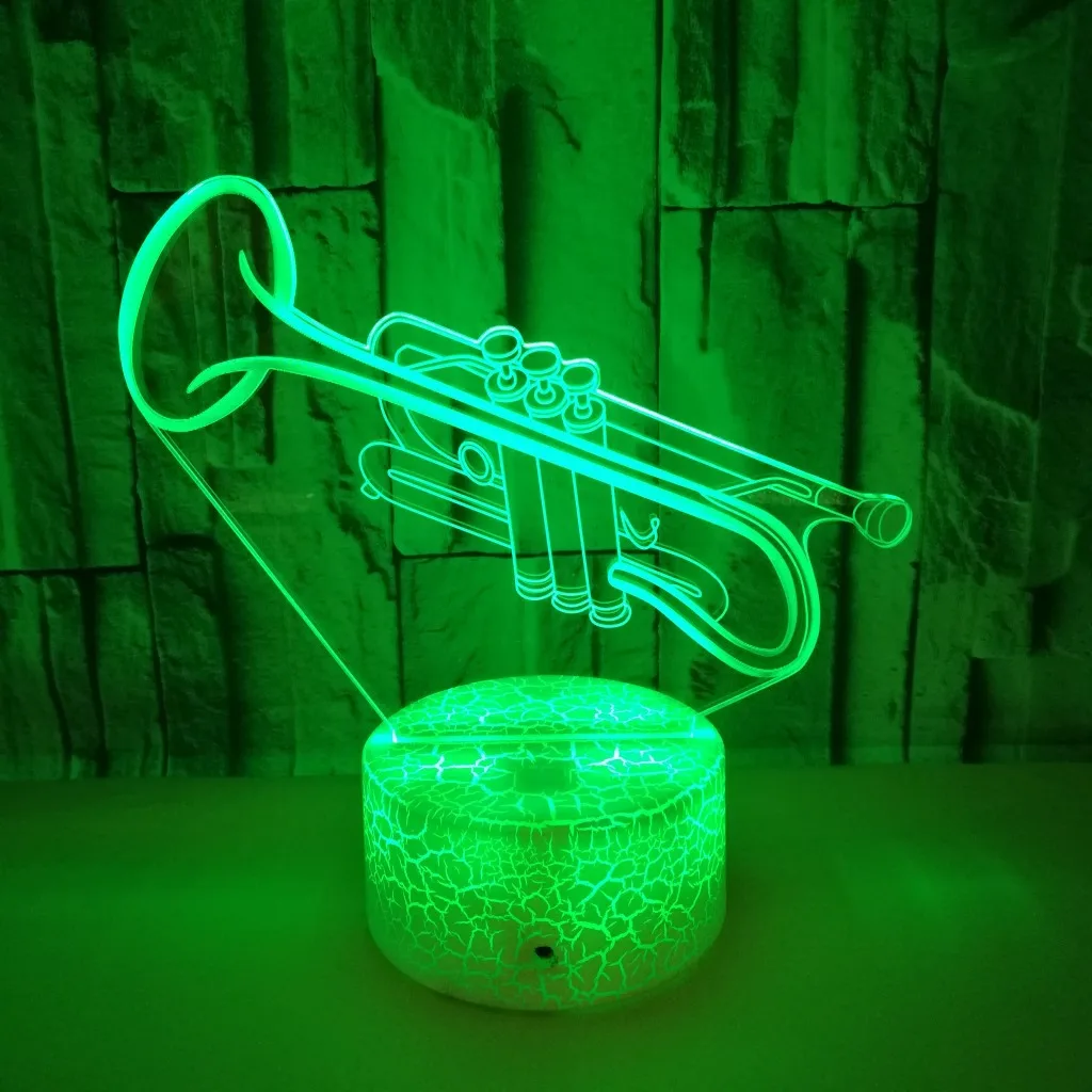 Nighdn 3D Lamp Trumpet Night Light for Kids Room Decor 7 Color Changing Touch USB Table Lamp LED Nightlight Child Birthday Gifts