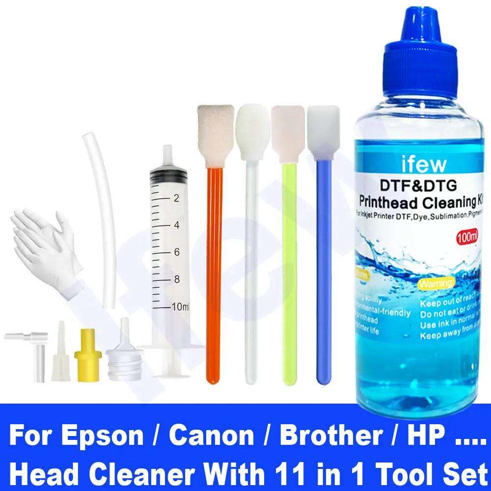 Epson Hp Brother Canon 노즐 및 프린트 헤드 클리너와 호환되는 100ML 잉크젯 프린터 헤드 청소 키트 프린터 헤드 청소용