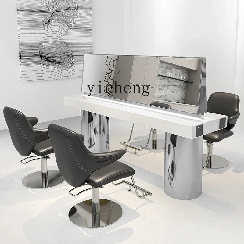 JZ-14    New Barber Shop Mirror Table Hair Cutting Mirror Dyeing and Ironing Area Perm Dyeing Table Mirror Cabinet